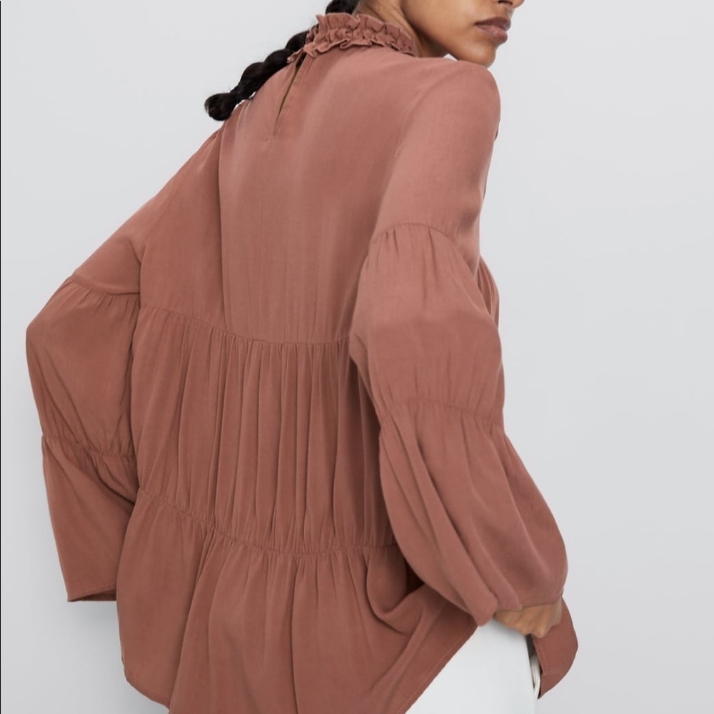 ZARA BNWT Mock Neck Blouse - Picture 4 of 6